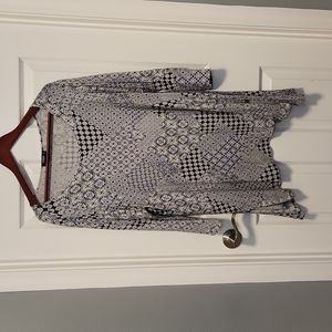 Blue and white blouse, 2X